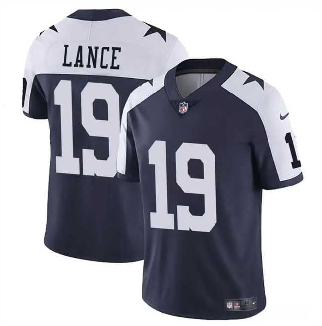 Men & Women & Youth Dallas Cowboys #19 Trey Lance Navy White Thanksgiving Vapor Untouchable Limited Stitched Jersey